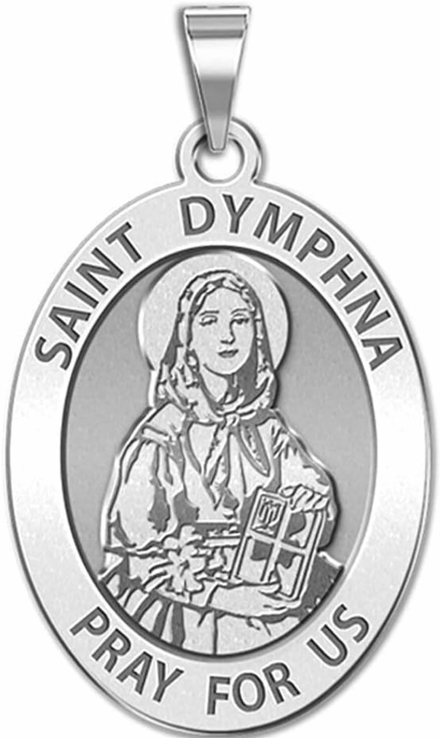 New PicturesOnGold.com Picturesongold.Com Saint Dymphna Oval Religious Medal - 1/2 X 2/3 Inch Size Of Dime, Sterling Silver