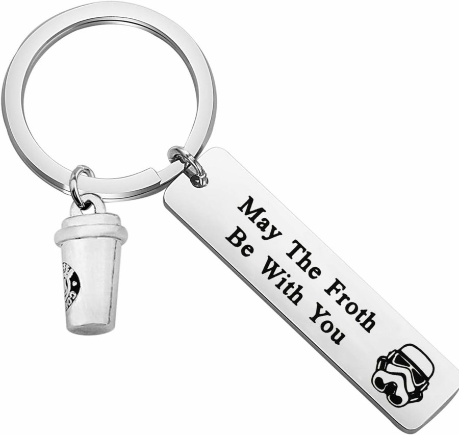 Hot FOTAP Fotap Coffee Charm Keychain May The Froth Be With You Keychain Storm Trooper Gift Barista Gift (Wars Coffee Keychain)