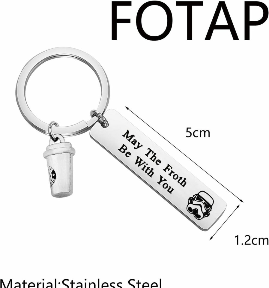 Hot FOTAP Fotap Coffee Charm Keychain May The Froth Be With You Keychain Storm Trooper Gift Barista Gift (Wars Coffee Keychain)