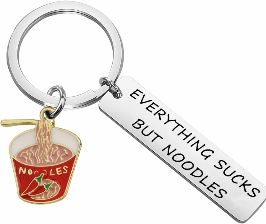 Clearance bobauna Bobauna Ramen Lover Gift Ramen Noodles Keychain Everything Sucks But Noodles Noodles Food Themed Gift