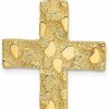 Wholesale Diamond2Deal Diamond2Deal 14K Yellow Gold Polished Textured Nugget Style Cross Pendant Fine Jewelry For Women