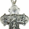 Best CB Cb Silver Toned Base Four Way Trinity Edge Scapular Cross Medal, 1 1/4 Inch