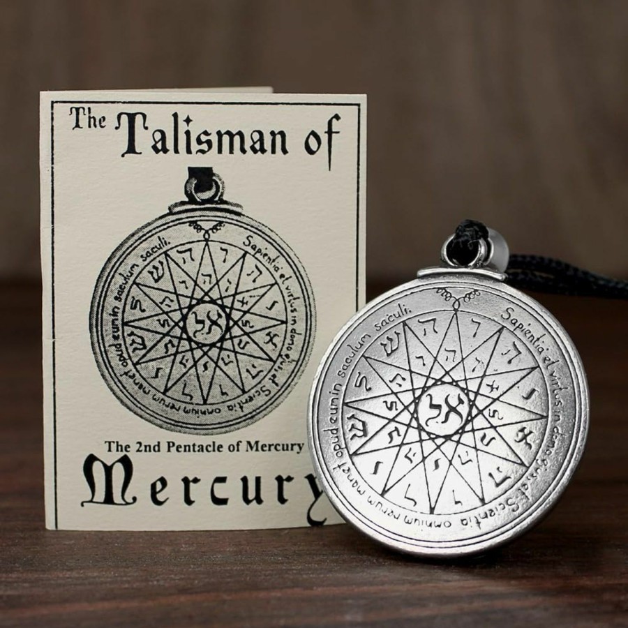 Clearance Pepi Pewter Key Of Solomon Pentacle Of Mercury Talisman Pendant