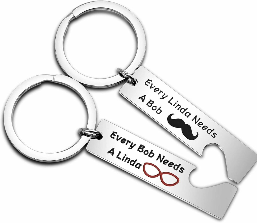 Hot BEKECH Bekech Bob And Linda Belcher Lovers Gift Every Linda Needs A Bob Burger Anniversary Day Matching Keychain Set