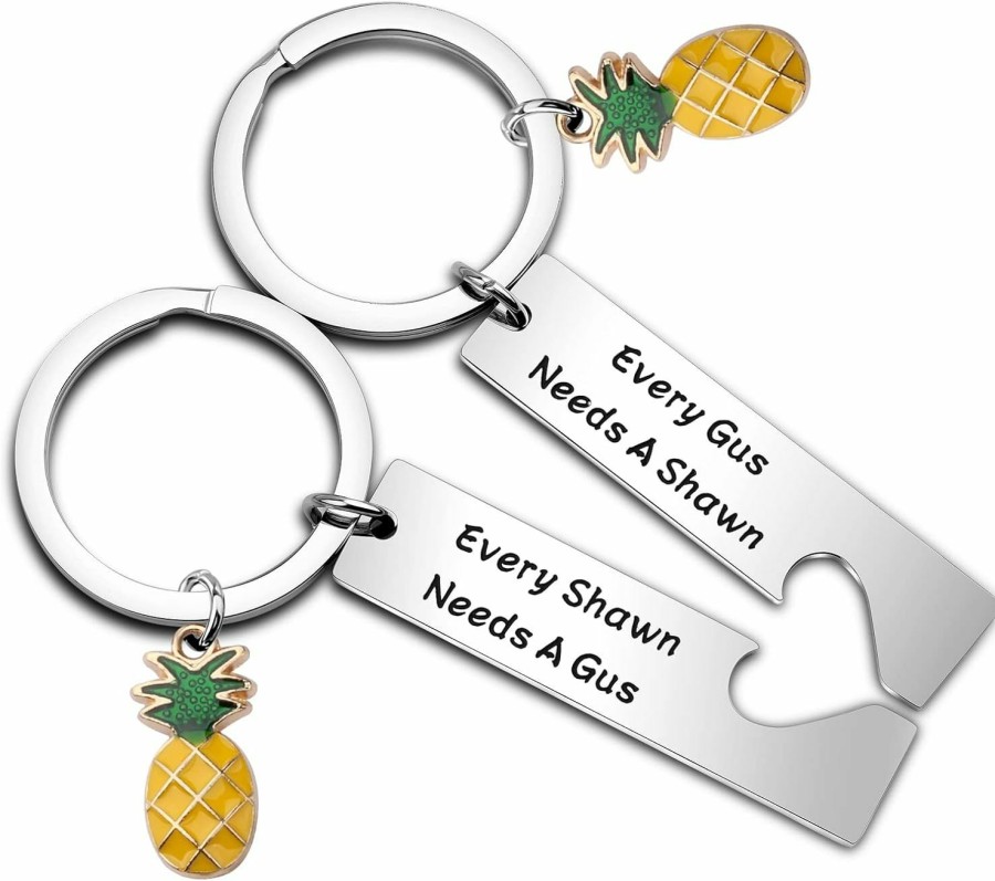 Clearance BEKECH Bekech Gus And Shawn Gift Every Gus Needs A Shawn Pineapple Charm Keychain Set For Tv Serious Lover Psych Fan