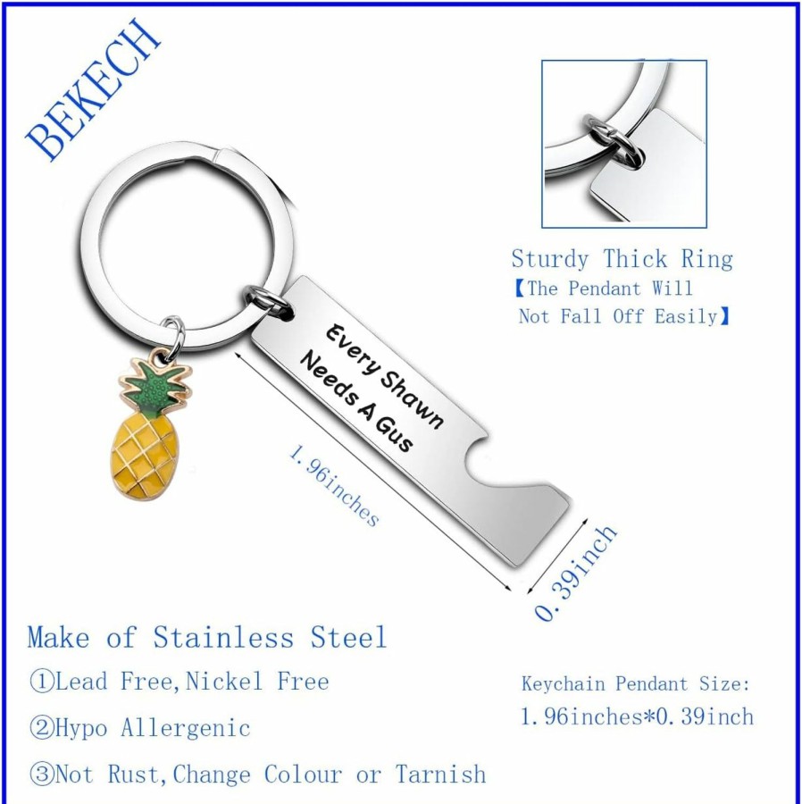 Clearance BEKECH Bekech Gus And Shawn Gift Every Gus Needs A Shawn Pineapple Charm Keychain Set For Tv Serious Lover Psych Fan