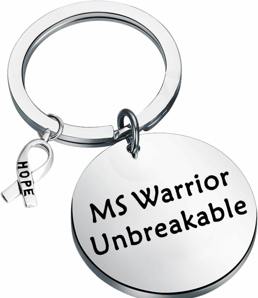 Hot FEELMEM Feelmem Ms Awareness Jewelry Ms Warrior Unbreakable Keychain Cancer Fighter Gift