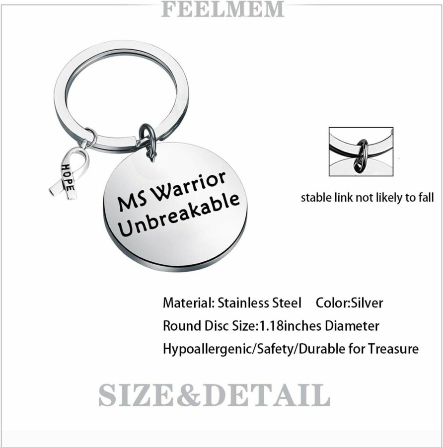 Hot FEELMEM Feelmem Ms Awareness Jewelry Ms Warrior Unbreakable Keychain Cancer Fighter Gift