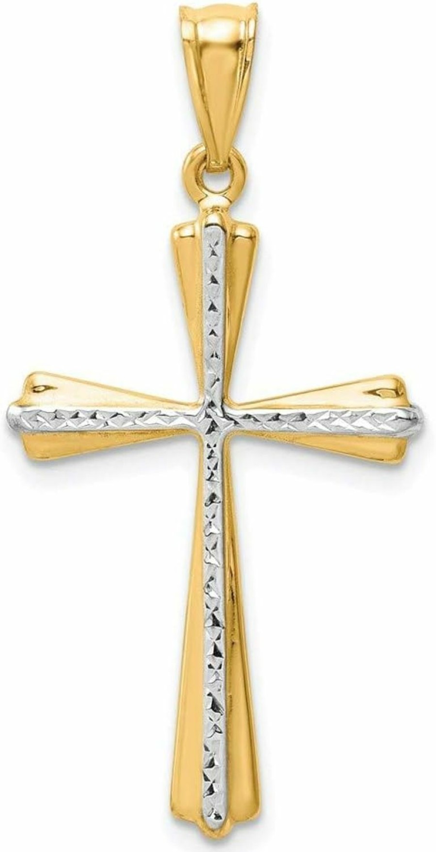 New Diamond2Deal Diamond2Deal 14K White And Yellow Gold Diamond Cut Cross Pendant Fine Jewelry For Women Two-Tone