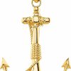 Wholesale Claddagh Gold 14K Gold Rope Wrapped Fouled Anchor Charm Pendant - Choice Of Gold Color