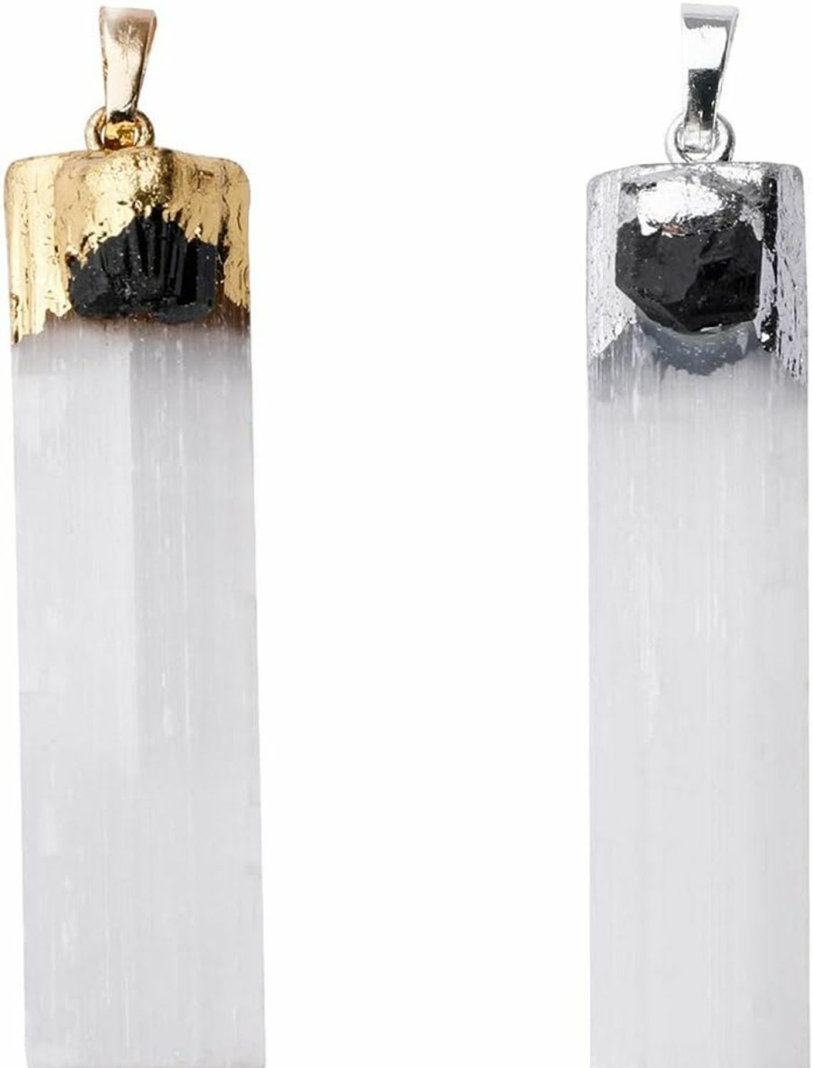 Clearance Amazon Cxd-Gem Selenite Crystal Blade Pendant 2Pcs