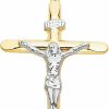 Hot GoldenMine Fine Jewelry Collection Goldenmine Fine Jewelry Collection 14K Two Tone Gold Crucifix Cross Religious Charm Pendant