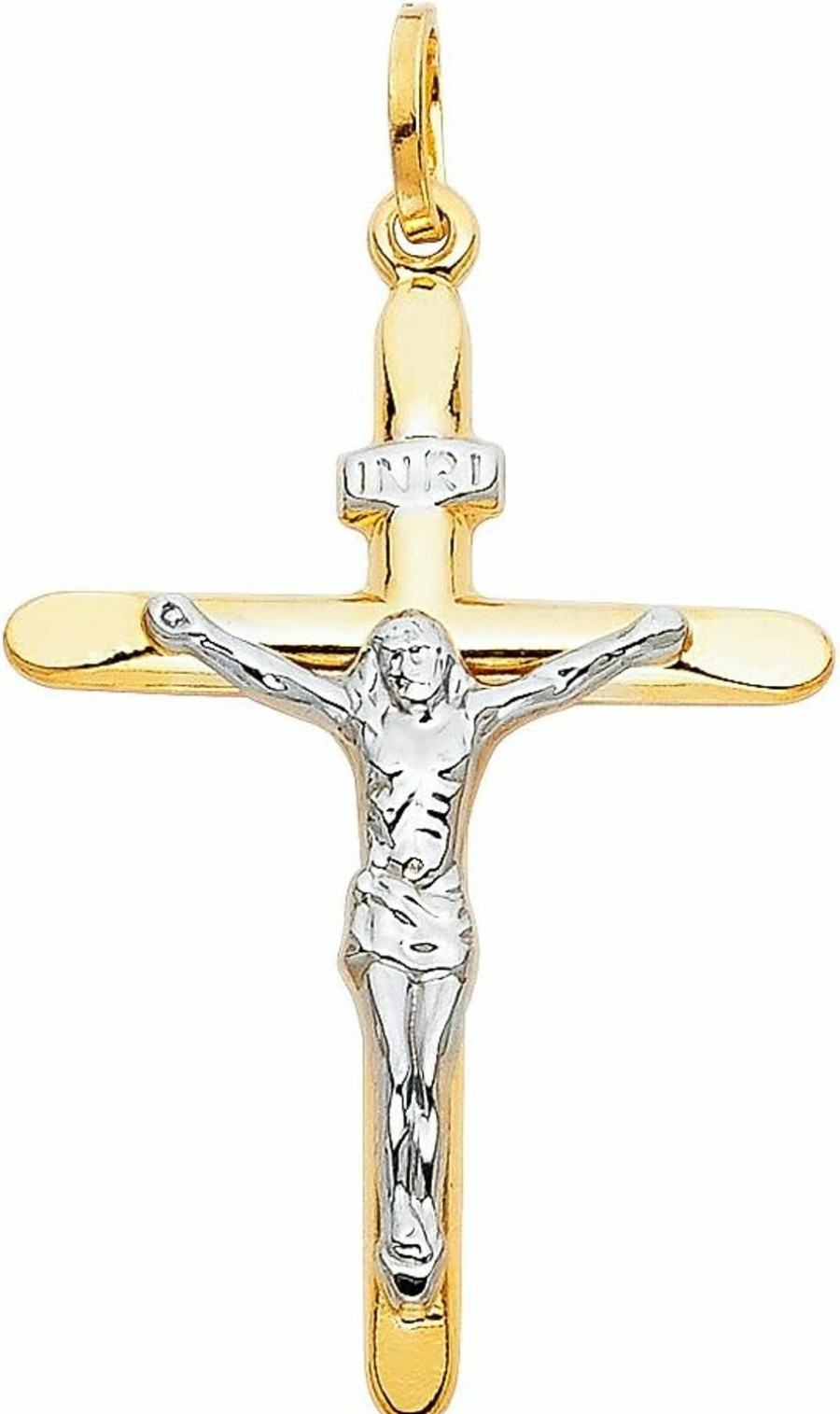 Hot GoldenMine Fine Jewelry Collection Goldenmine Fine Jewelry Collection 14K Two Tone Gold Crucifix Cross Religious Charm Pendant