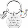 Clearance FUSTMW Artist Paint Palette Keychain Artist Inspiration Gift Art Student Grauduation Gift Painter Gifts Paint Brush Keychain Art Palette Charm Take Pride In How Far You Have Come (Silver)