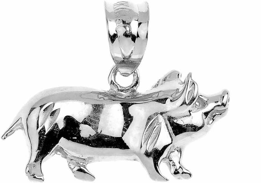 Online Claddagh Gold Animal Kingdom High Polish .925 Sterling Silver Pig Charm Pendant