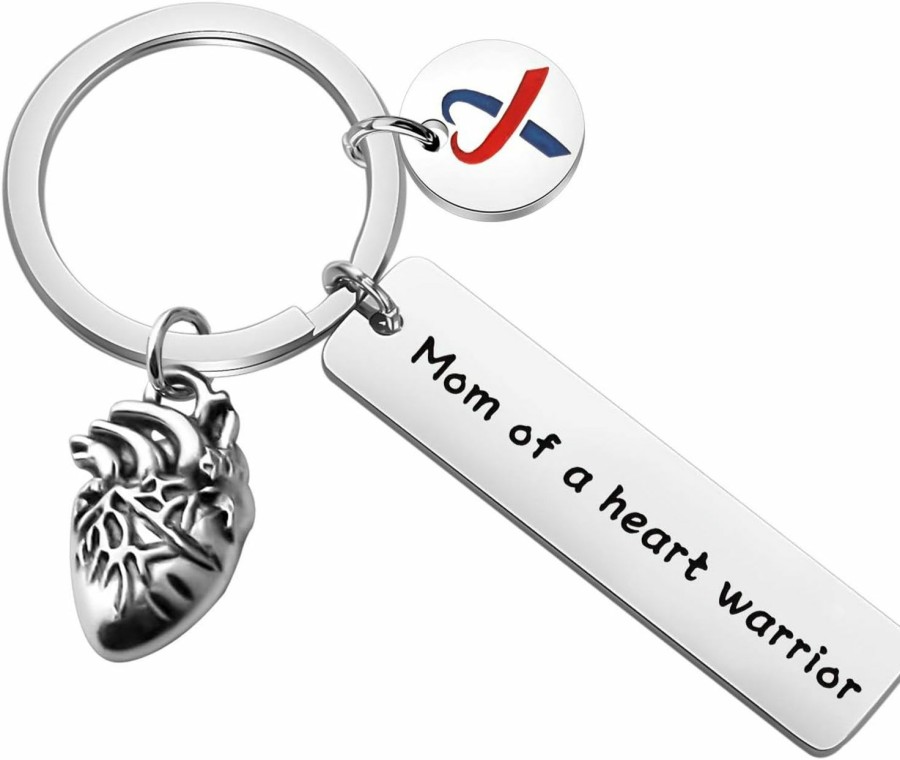 Clearance FUSTMW Fustmw Chd Awareness Keychain Mom Of A Heart Warrior Gifts Chd Heart Defect Recovery Gift Heart Disease Jewelry