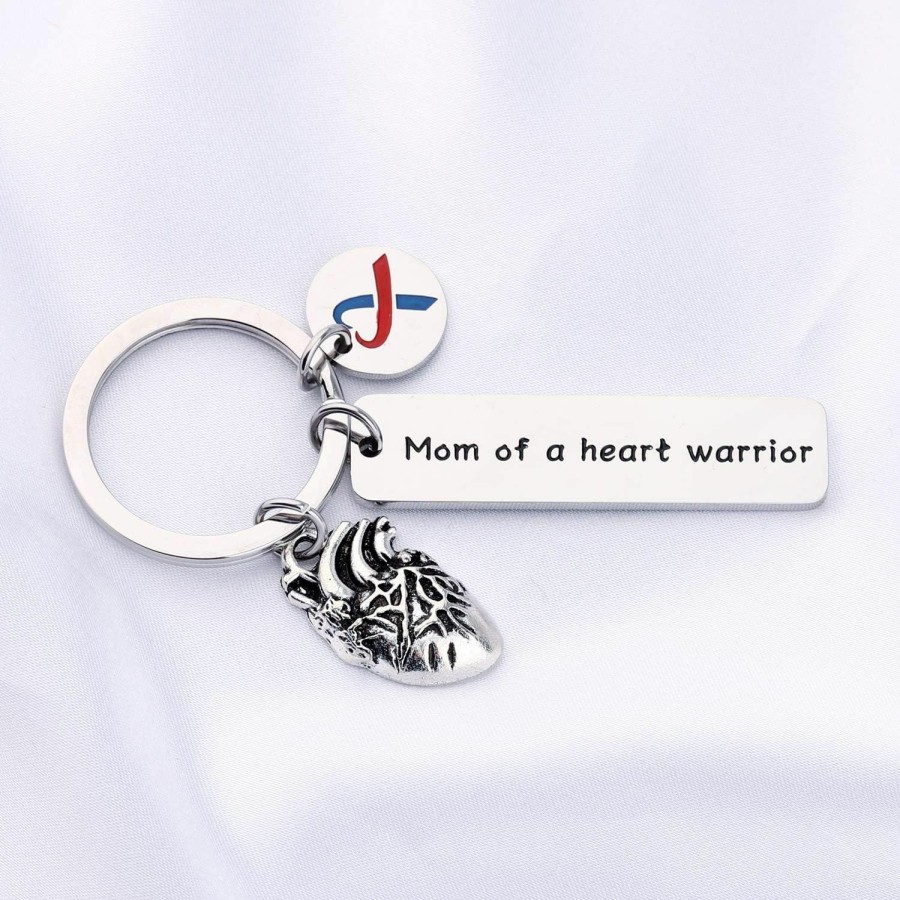 Clearance FUSTMW Fustmw Chd Awareness Keychain Mom Of A Heart Warrior Gifts Chd Heart Defect Recovery Gift Heart Disease Jewelry