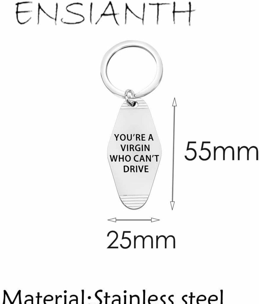 New ENSIANTH Ensianth Hotel Keychain Clueless Inspired Keychain You'Re A Virgin Who Can'T Drive Motel Key Tag