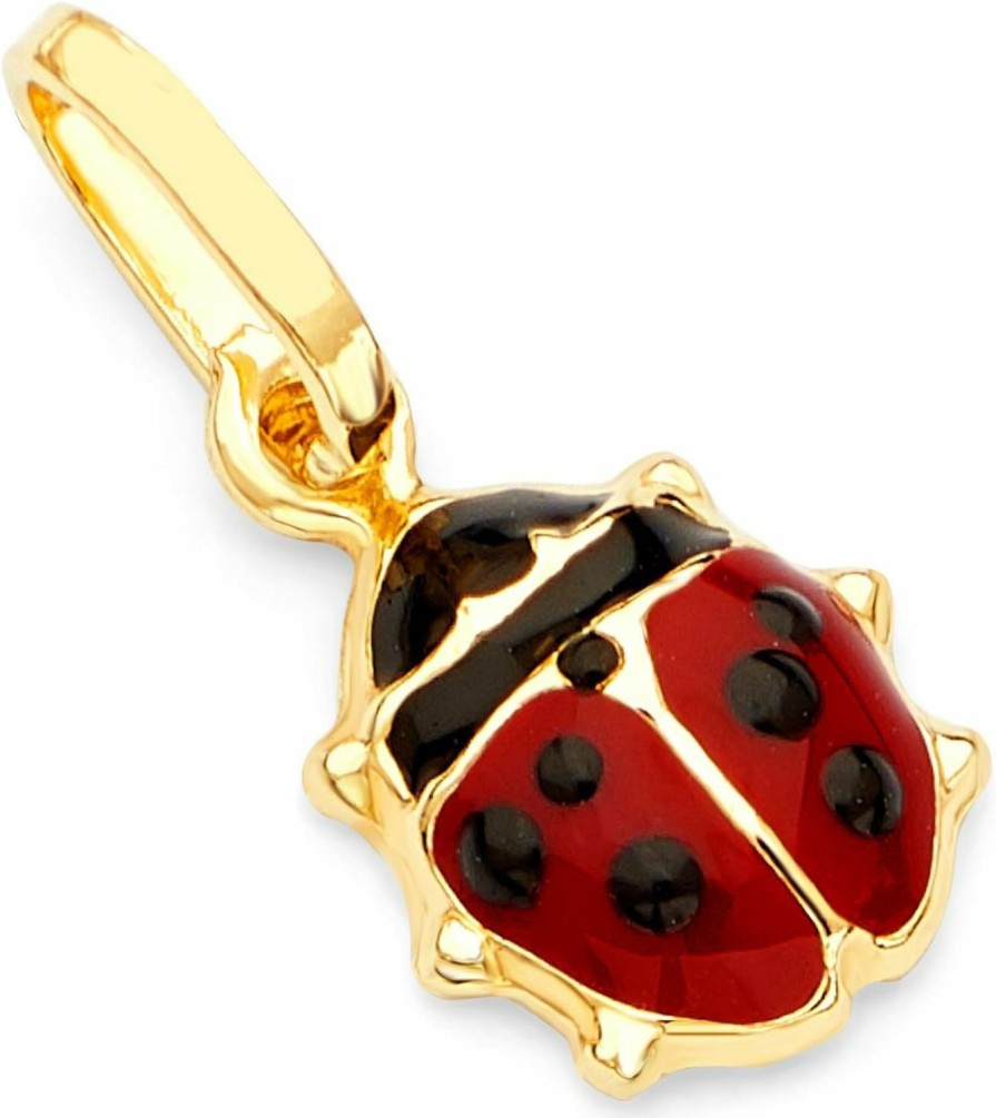 New The World Jewelry Center 14K Yellow Gold Lady Bug Enamel Charm Pendant