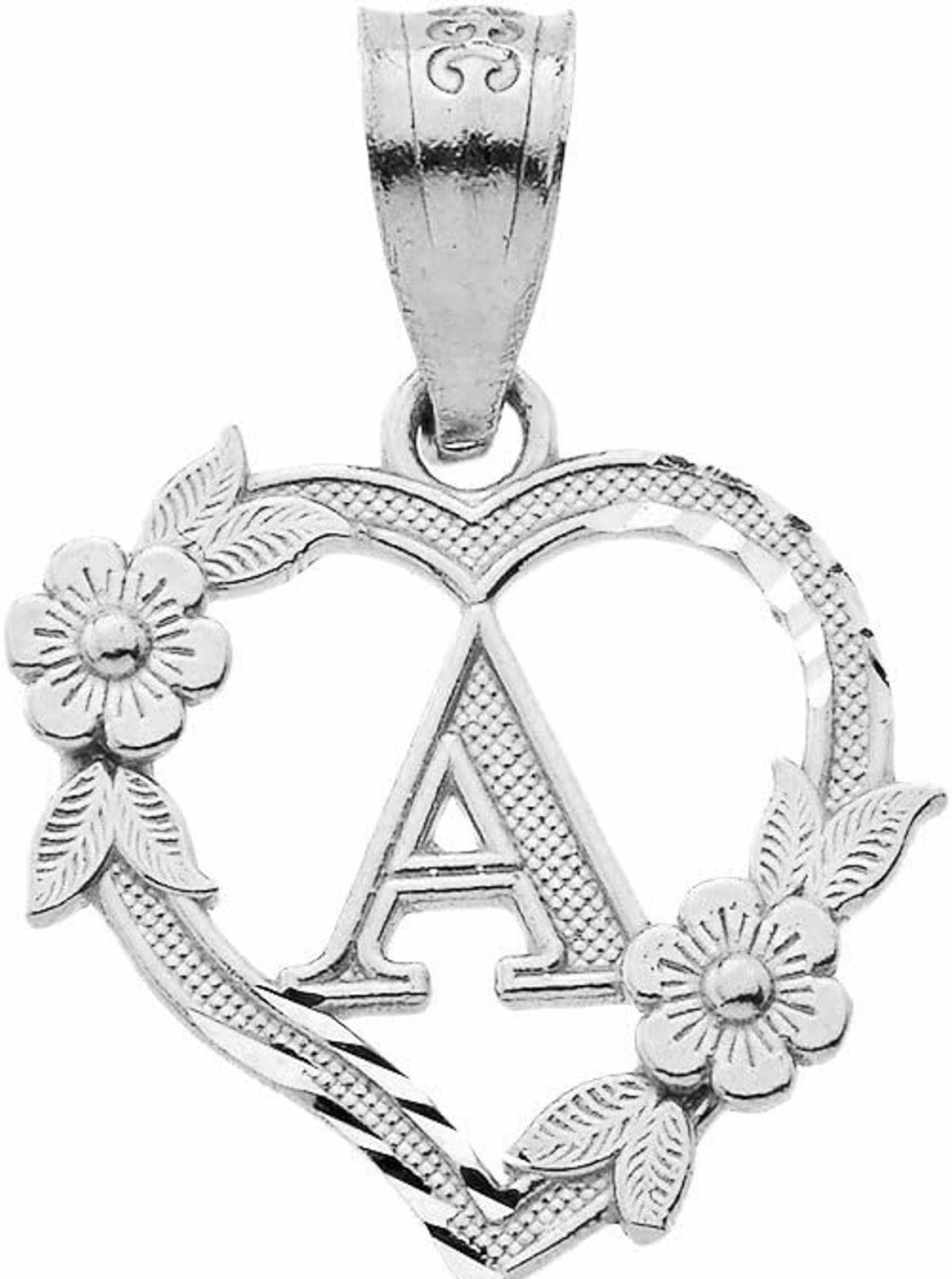 Online CaliRoseJewelry Calirosejewelry Sterling Silver Initial Heart Pendant For Women - Letter A