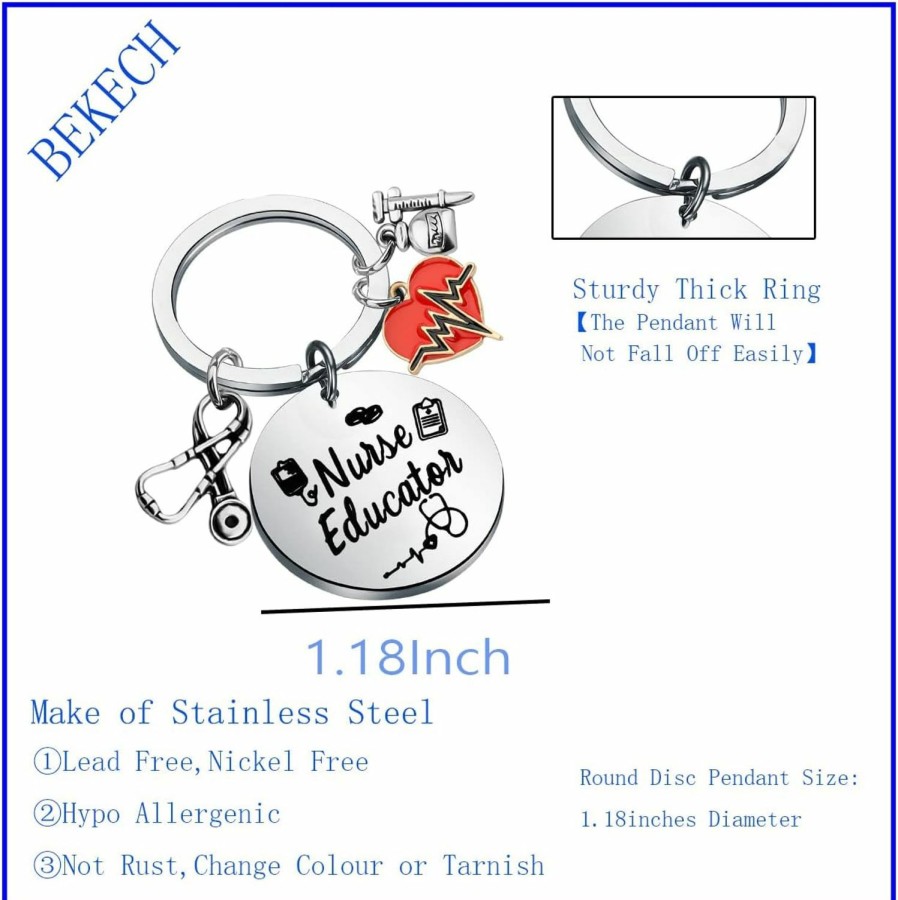 Wholesale BEKECH Bekech Nurse Keychain Certified Nurse Educator Gift Nursing School Instructor Keychain Nursing Instructor Gift