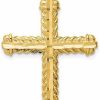 Best Diamond2Deal Diamond2Deal 14K Yellow Gold Diamond Cut Cross Pendant Fine Jewelry For Women (L- 43.5 Mm, W- 23.25 Mm)