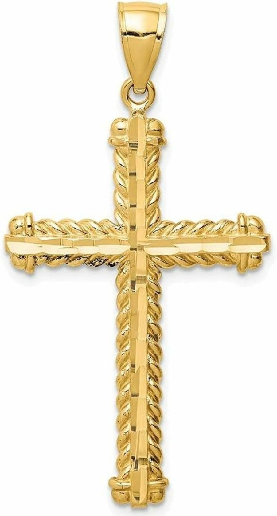 Best Diamond2Deal Diamond2Deal 14K Yellow Gold Diamond Cut Cross Pendant Fine Jewelry For Women (L- 43.5 Mm, W- 23.25 Mm)