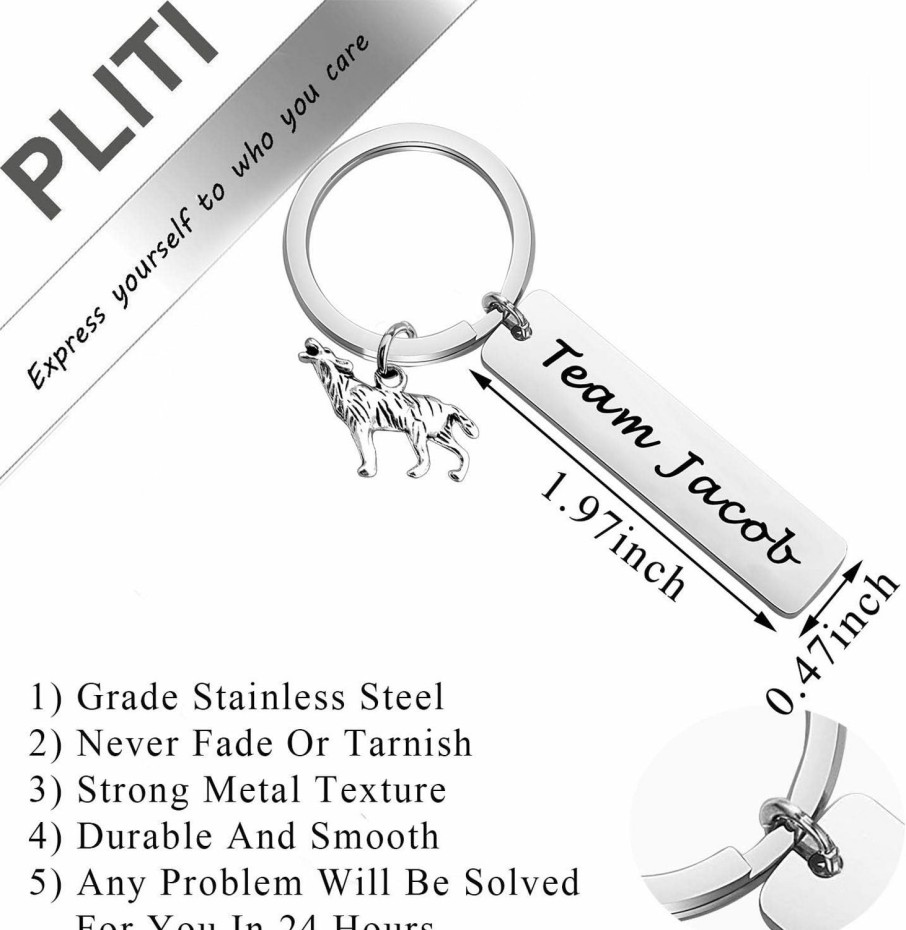 Online PLITI Pliti Wolf Charm Keychain Team Jacob Fans Jewelry Wolf Lover Gifts Tv Show Inspirational Gifts For Family Friend