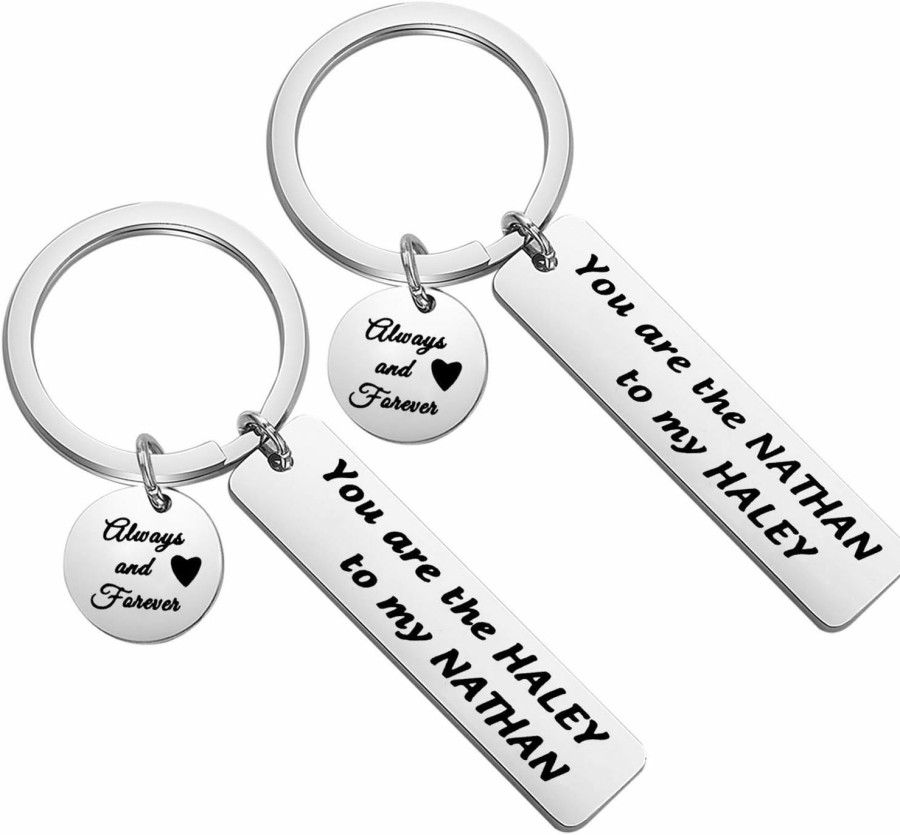 Best FAADBUK Faadbuk Couple Keychain Set You Are The Haley To My Nathan Always And Forever Valentine'S Gift