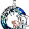 Online POPLYKE Poplyke Elephant Mothers Day Gifts For Mom From Daughter Sterling Silver Elephant Pendant With Blue/Purple/Volcano Crystal For Women Daughter Wife