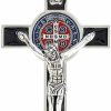 Online Needzo Saint Benedict Crucifix Pendant Silver-Tone Accent And Black Enamel, 3 Inch