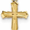 Online Diamond2Deal Diamond2Deal 14K Yellow Gold Diamond Cut Cross Pendant For Women