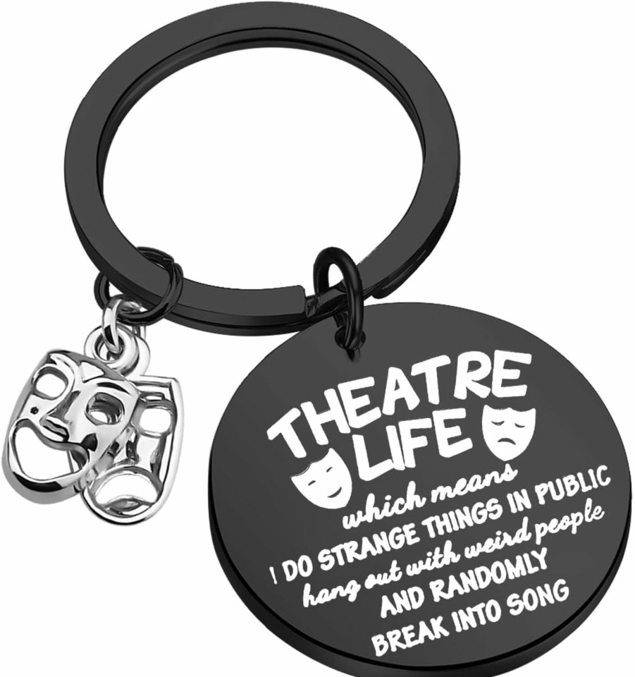 Online UJIMS Ujims Theatre Kechain Theatre Lover Gift Comedy Tragedy Mask Actor Actress Charm Key Ring Drama Student Graduation Gift (Theatre Black)