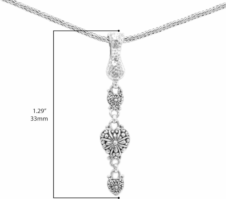 Wholesale SARDA Sarda - .925 Sterling Silver 'God So Loved The World' 1-1/3" Filigree Heart Enhancer Pendant Only- Handmade By Bali Artisans