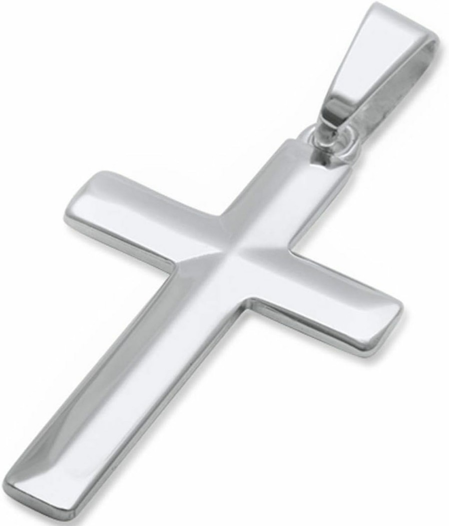 Hot Oxford Diamond Co Sterling Silver Diamond Cut Thick Solid Cross Pendant 1.5\" Long Choose Your Color (Fit Upto 6Mm Link Chain)