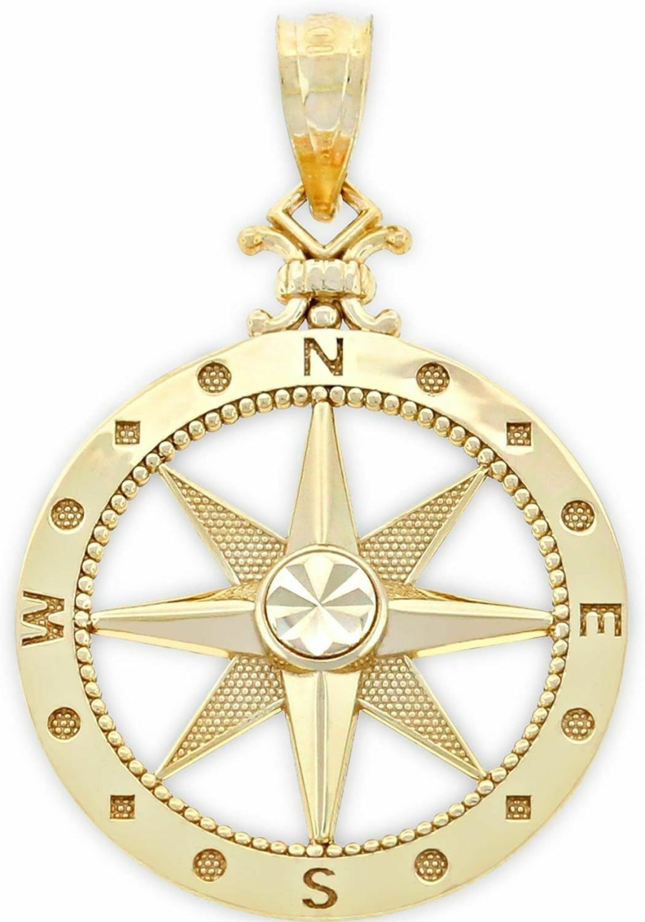 New CA CHARMAMERICA Charm America - Gold Compass Charm - 10 Karat Solid Gold