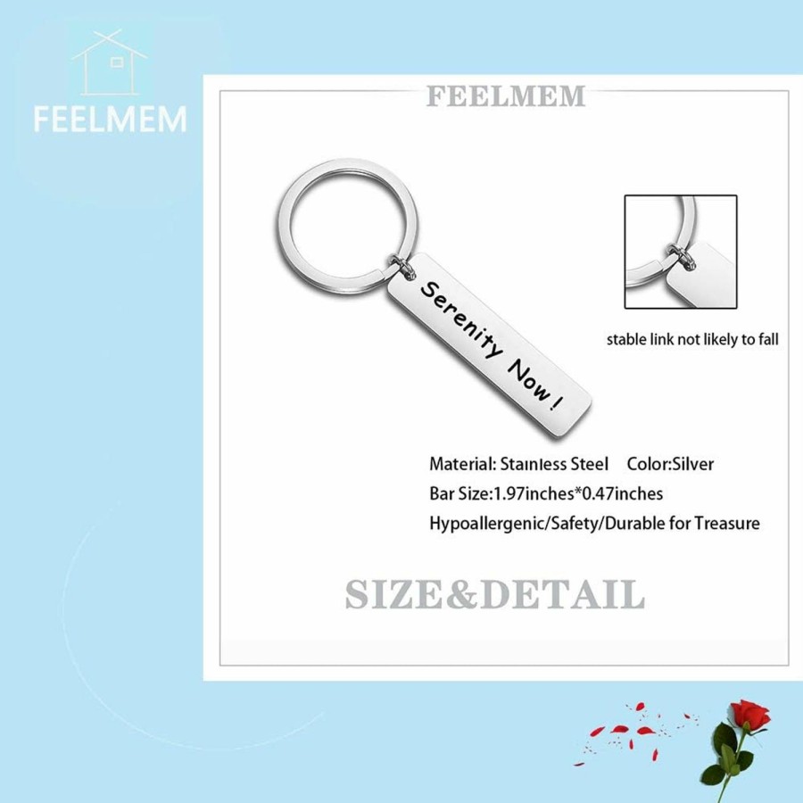 Online FEELMEM Feelmem Relaxing Handstamped Key Chain Serenity Now Keyring Gift For Best Friend Family Jewelry