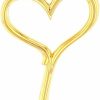 Best Jewelry America Solid 14K Yellow Gold Open Heart Love Curved Key Pendant