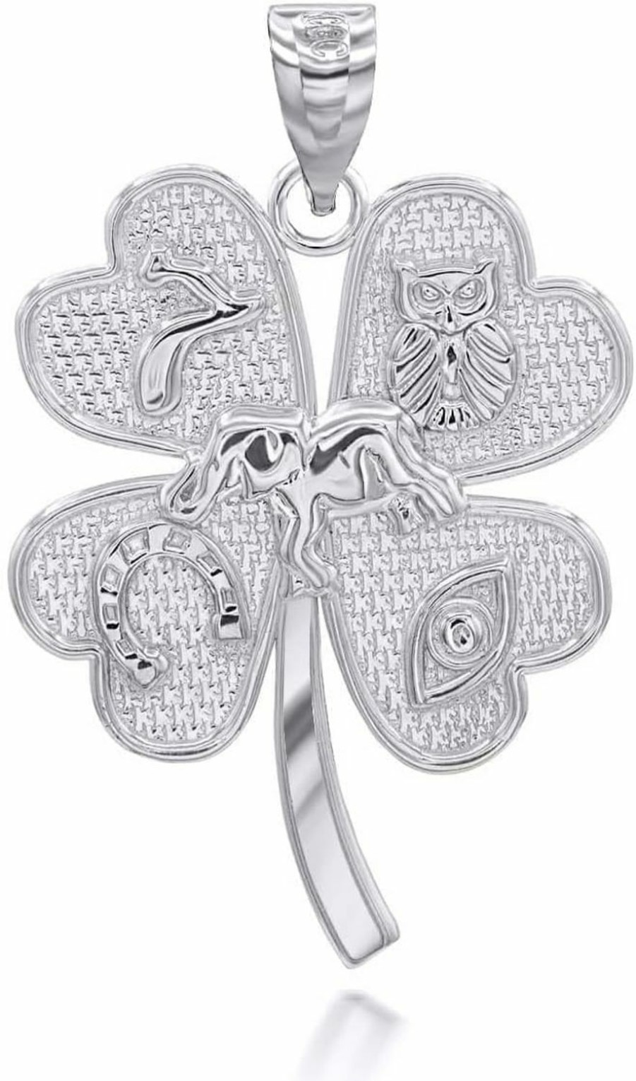 New Claddagh Gold Claddagh Gold Fine Sterling Silver Four-Leaf Clover Lucky Charm Pendant