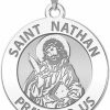 Wholesale PicturesOnGold.com Picturesongold.Com Saint Nathan Religious Medal - 2/3 Inch Size Of Dime, Sterling Silver