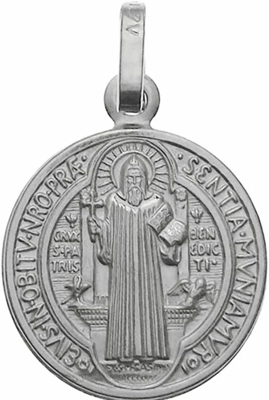 Best D Jewelry 925 Sterling Silver Saint Benedict Charm Pendant Made In Italy, 20Mm Diameter