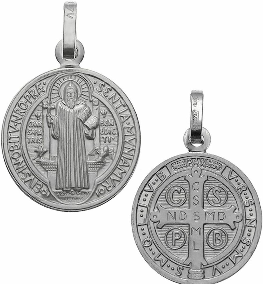 Best D Jewelry 925 Sterling Silver Saint Benedict Charm Pendant Made In Italy, 20Mm Diameter