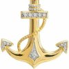 Wholesale Claddagh Gold American Heroes Fine 14K Two-Tone Gold Diamond-Accented Fouled Anchor Charm Pendant