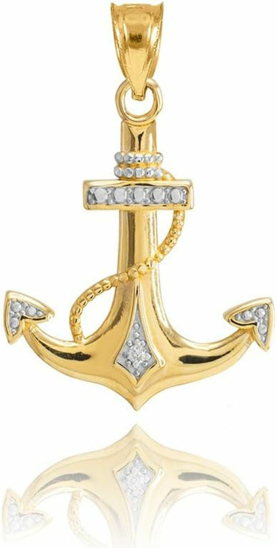 Wholesale Claddagh Gold American Heroes Fine 14K Two-Tone Gold Diamond-Accented Fouled Anchor Charm Pendant