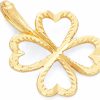 Clearance The World Jewelry Center 14K Real Yellow Gold Heart Clover Charm Pendant