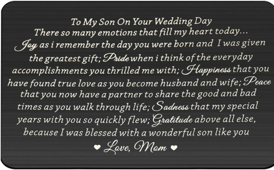 Hot Lywjyb Birdgot Lywjyb Birdgot Son Wedding Gift From Mom Son Gifts To My Son Gift Mom To Son Gifts Touching Mother To Son Poem Gift (To Son Wedding Day Card Black)