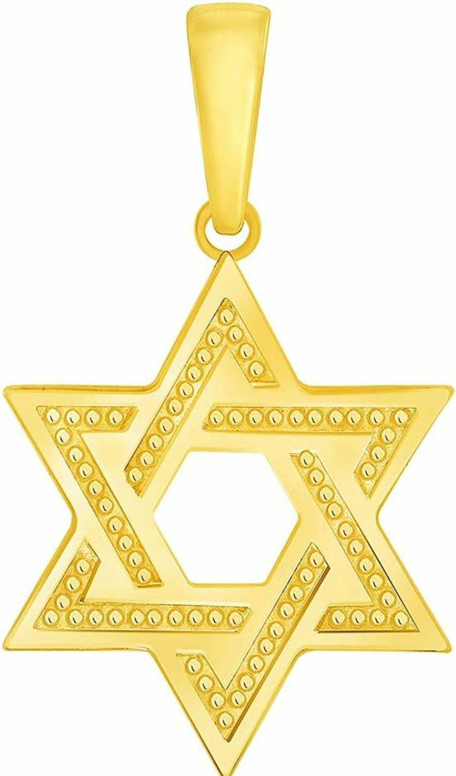 Hot Jewelry America 14K Yellow Gold Textured Shield Of David Hebrew Star Pendant