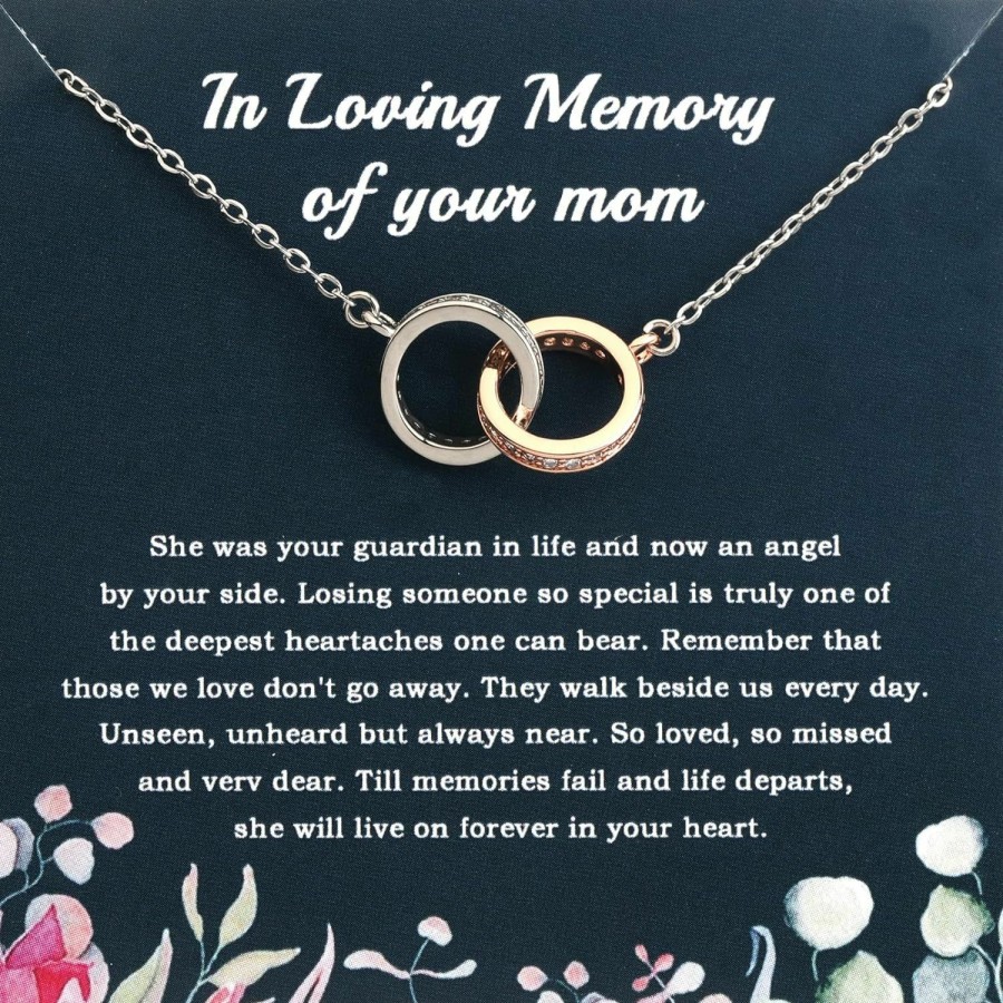 Best PLITI Pliti Memorial Gift For Loss Of Mom Mother Condolence Gift In Loving Memory Of Your Mom Jewelry Double Interlocking Circle Necklace