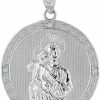 Best Saint Collection Solid 14K White Gold Saint Joseph Diamond Round Medal Charm Pendant (1\")