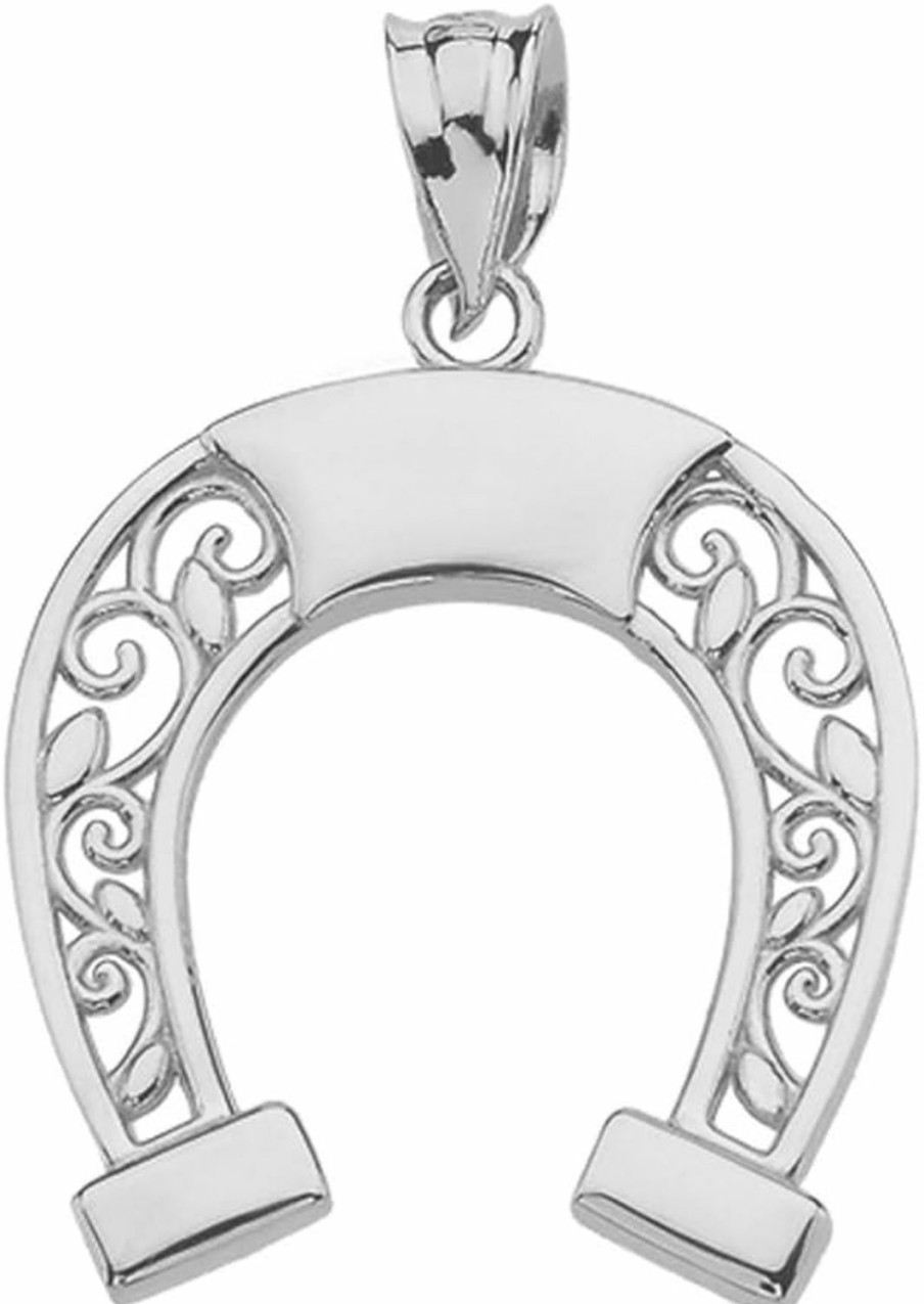 Wholesale Claddagh Gold 925 Sterling Silver Filigree Horseshoe Lucky Charm Pendant